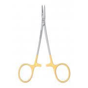 Halsey micro needle holder - Tungsten Carbide, straight, serrated, 12.5 cm, with lock