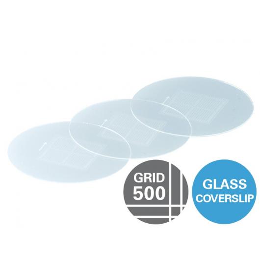 Gridded glass coverslips grid-500
