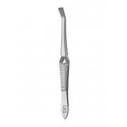 Cross action tissue forceps - cross serrated, angled, 10 cm
