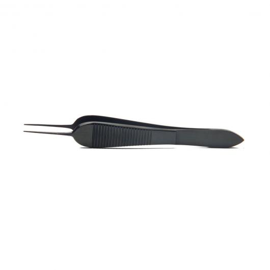 WPB5035, Saint Martin Micro Corneal Forceps, Stainless Steel with Black Titanium Coating