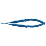 Iris scissors, 90 mm long, sharp tips, curved, 5 mm, titanium