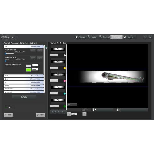 Zebrafish software- analysis parameters calibration screen
