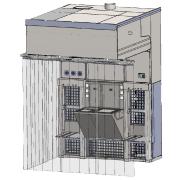 Cage changing station with laminar flow module class II